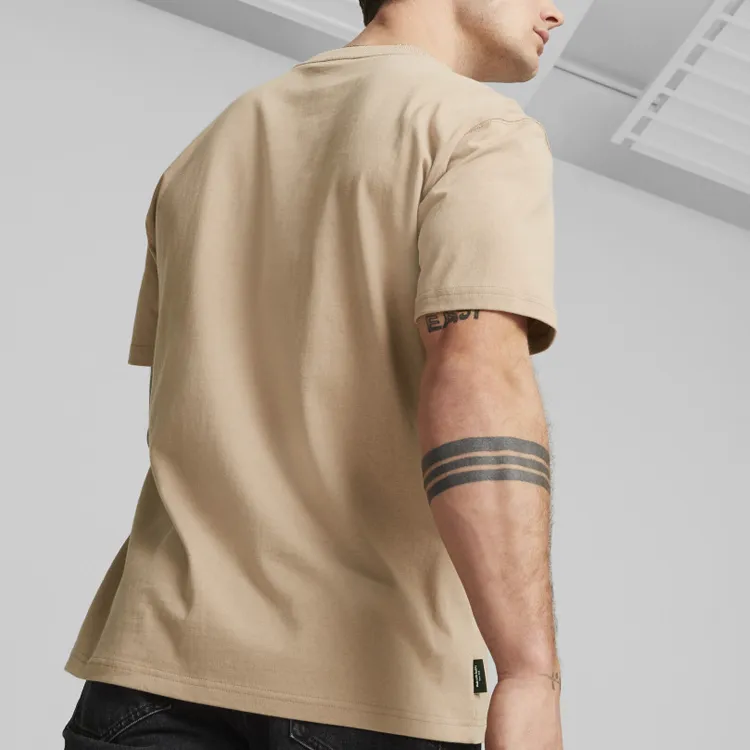 PUMA PUMA Downtown DOWNTOWN Logo Tee T-Shirt Men's Khaki-3