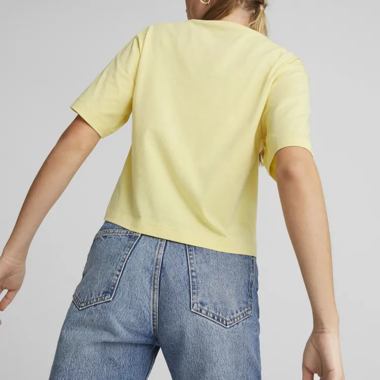 PUMA Drop Shoulder Sleeve T Shirt Women's Yellow-3