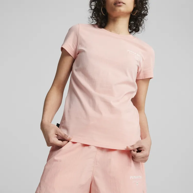 PUMA TEAM Graphic Tee T Shirt Women's Pink-2