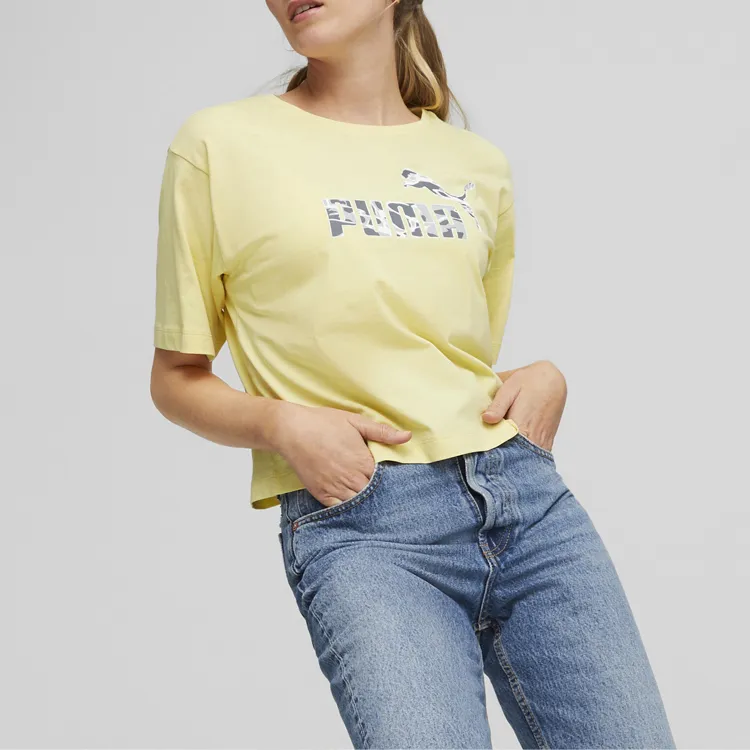 PUMA Drop Shoulder Sleeve T Shirt Women's Yellow-2