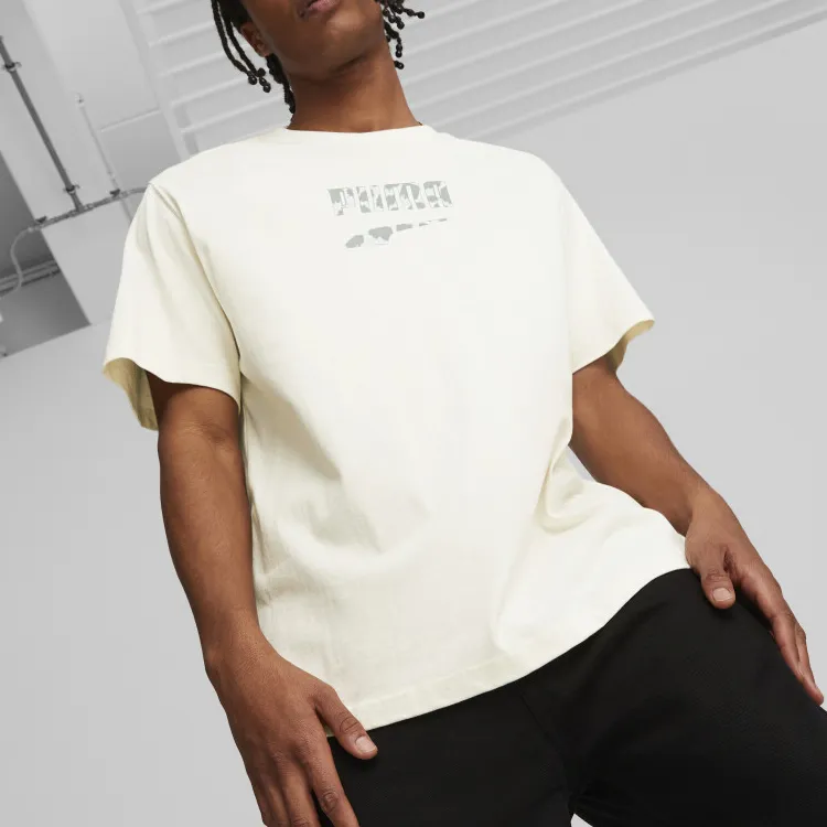 PUMA DOWNTOWN Logo Graphic Tee T-Shirt Men's White-2