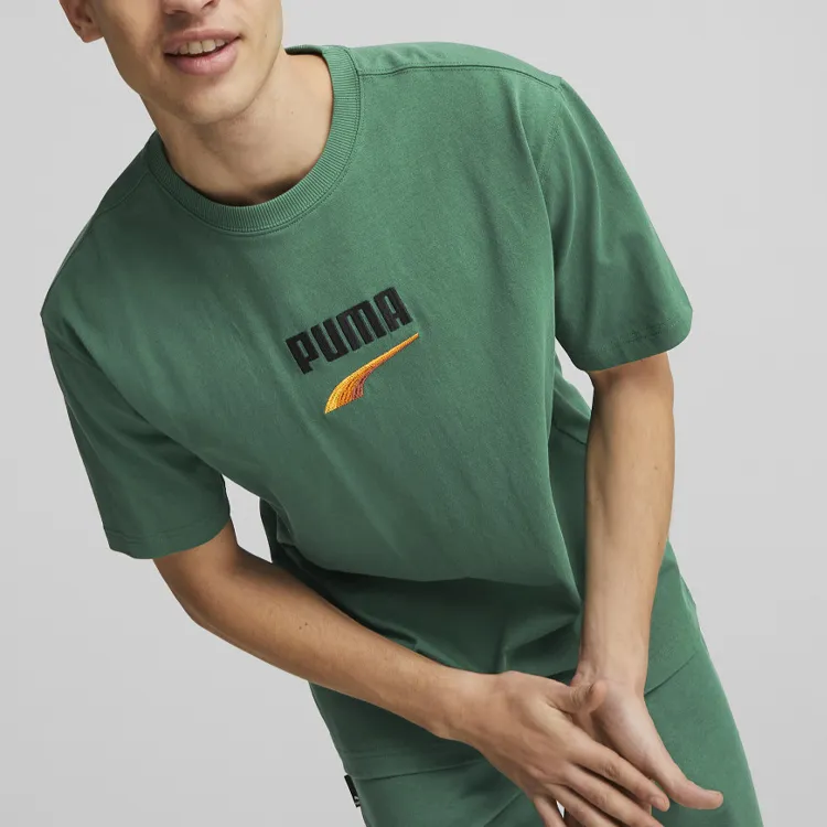 PUMA PUMA Downtown DOWNTOWN Logo Tee T-Shirt Men's Green-2