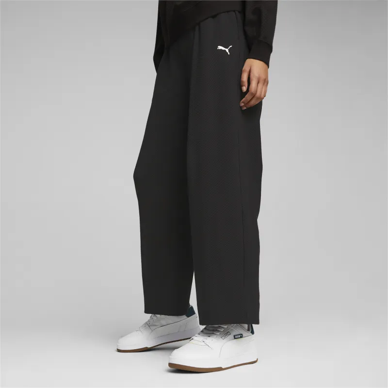 PUMA HER High Waist Straight Pants Knitted Sweatpants Women's Black-2
