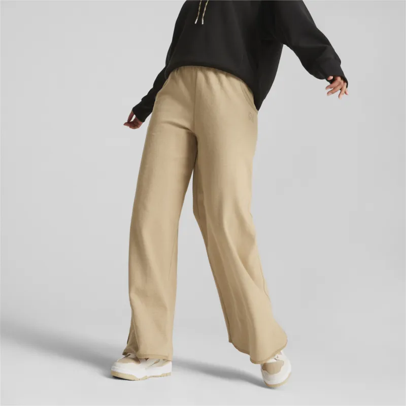 PUMA INFUSE Wide Leg Pants DK Knitted Sports Pants Women's Khaki-2