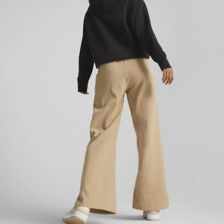 PUMA INFUSE Wide Leg Pants DK Knitted Sports Pants Women's Khaki-3
