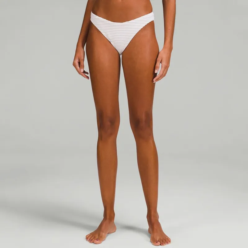 Lululemon Smocked Swimming Shorts Women's Stripes White/Pink-1