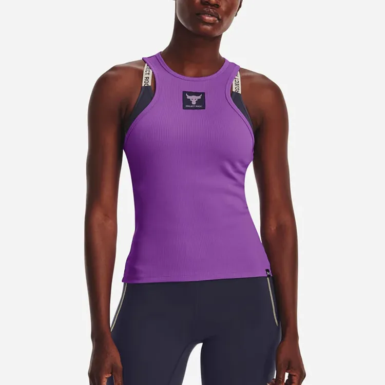 Under Armour Project Rock Rib Tank Tops Women's Purple-2