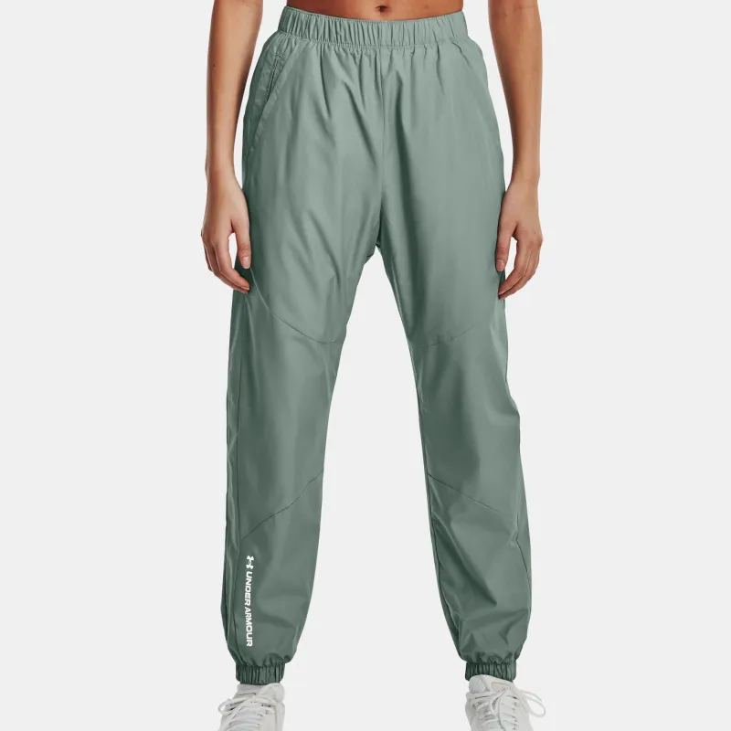 Under Armour UA RUSH™ Woven Knitted Sports Pants Women's Ocean Green-2