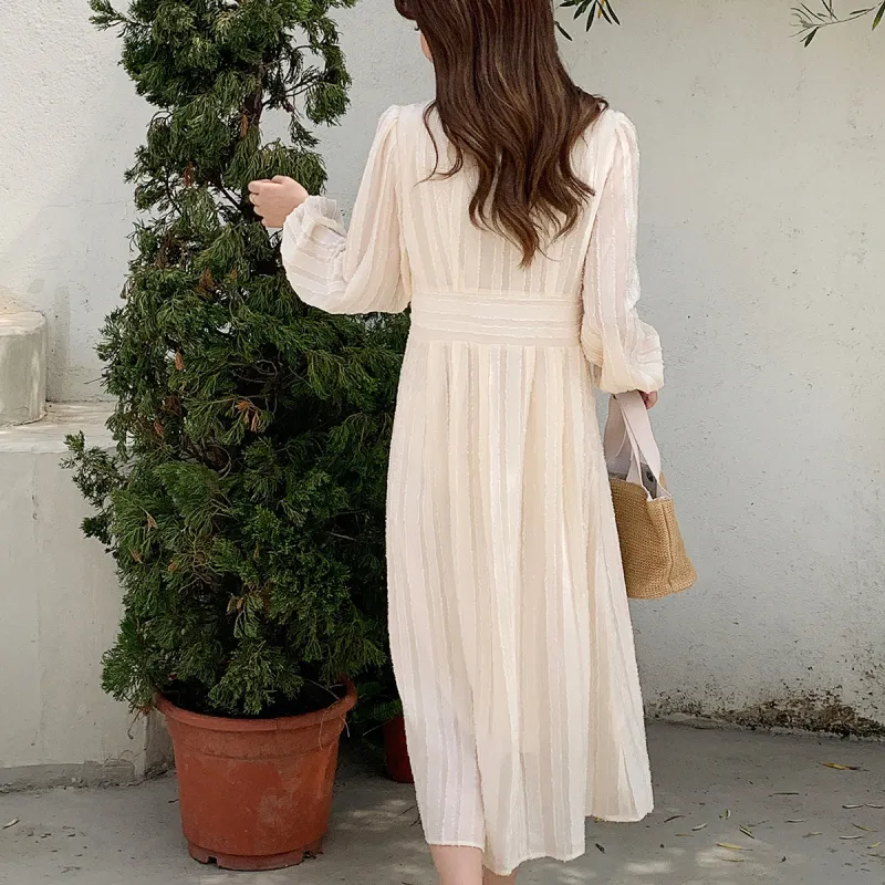 Itisf4 Long Sleeved Dress Women's Raw White-2