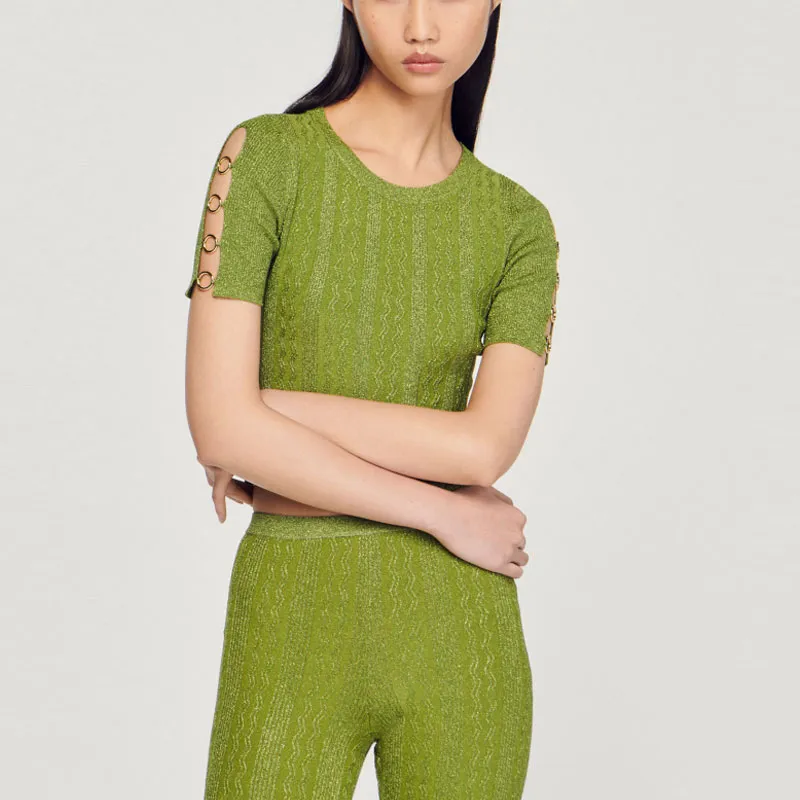 Sandro T Shirts Women's Olive Green-2