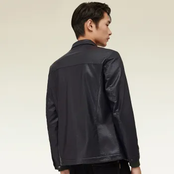Red Bean Leather Jacket Men's Black