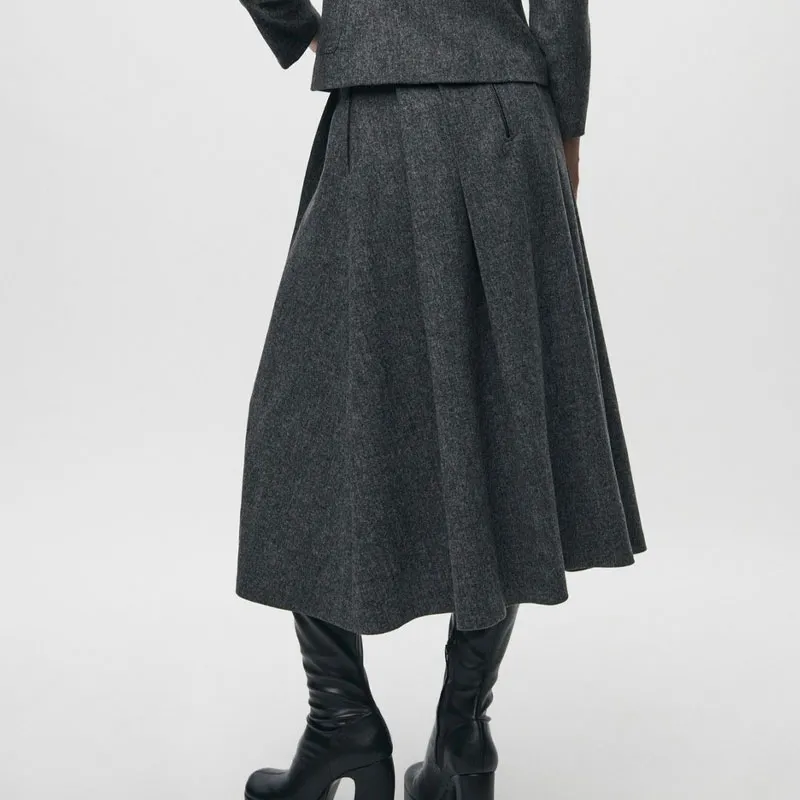 ZARA Casual Long Skirts Women's Gray-2