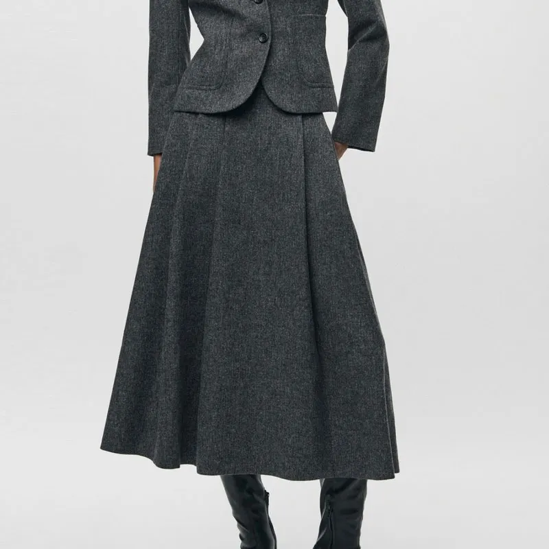 ZARA Casual Long Skirts Women's Gray-1