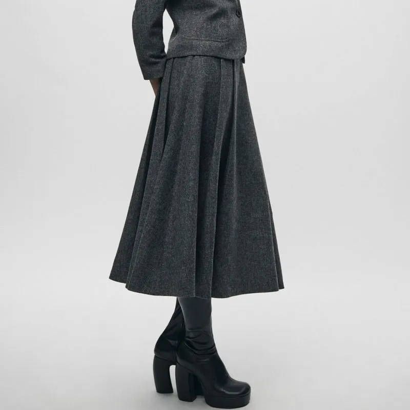 ZARA Casual Long Skirts Women's Gray-3