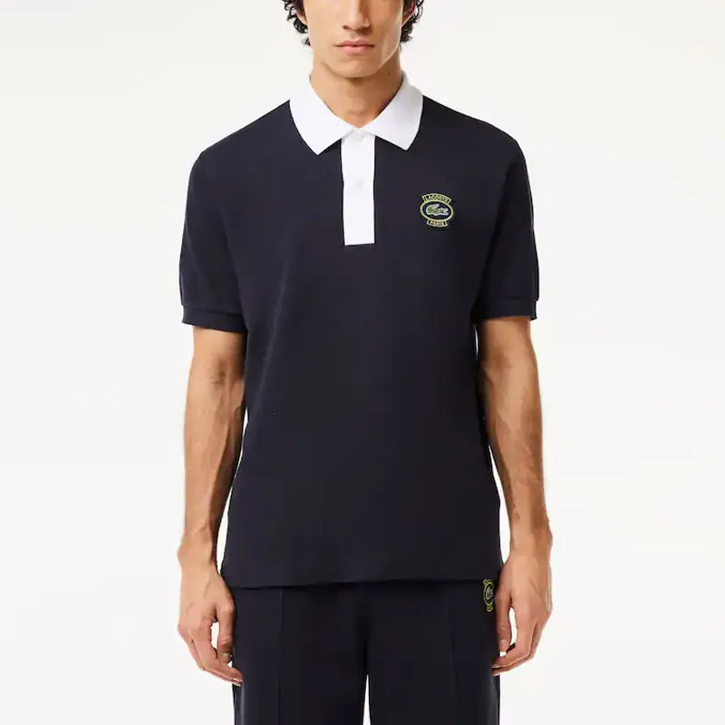 LACOSTE Polo Shirt Men's Marine Blue/White-1