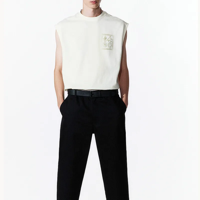 H&M New Year Tank Tops Men Cream/Origin-2