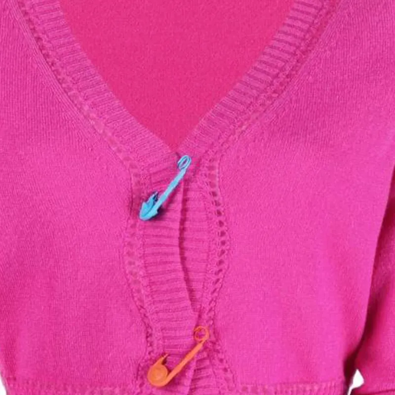 VERSACE Pin Embellished Fine Rib Cardigan 'Fuchsia'-4