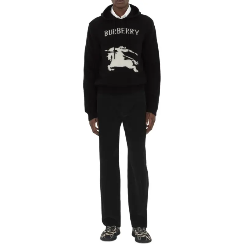 Burberry Ekd Intarsia Knit Hooded Jumper-1