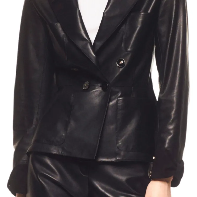 CHANEL Leather Jacket Women's Black-2