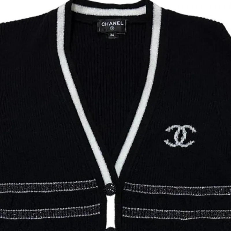 CHANEL Cashmere Sweaters Women's Black/White-2