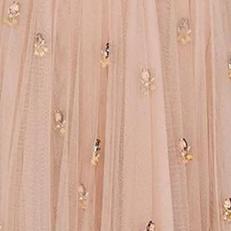 DIOR Embroidered Long Dress Sleeveless Dress Women's Coral Pink-4