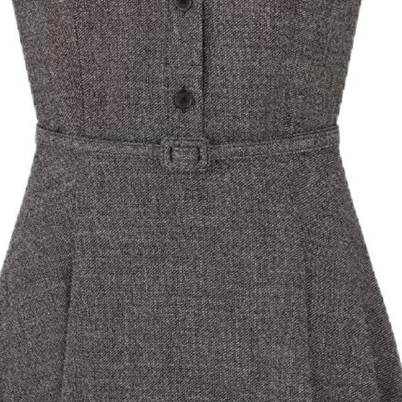 DIOR Belted Mid-Length Dress Short-Sleeved Dresses Women's Gray-4