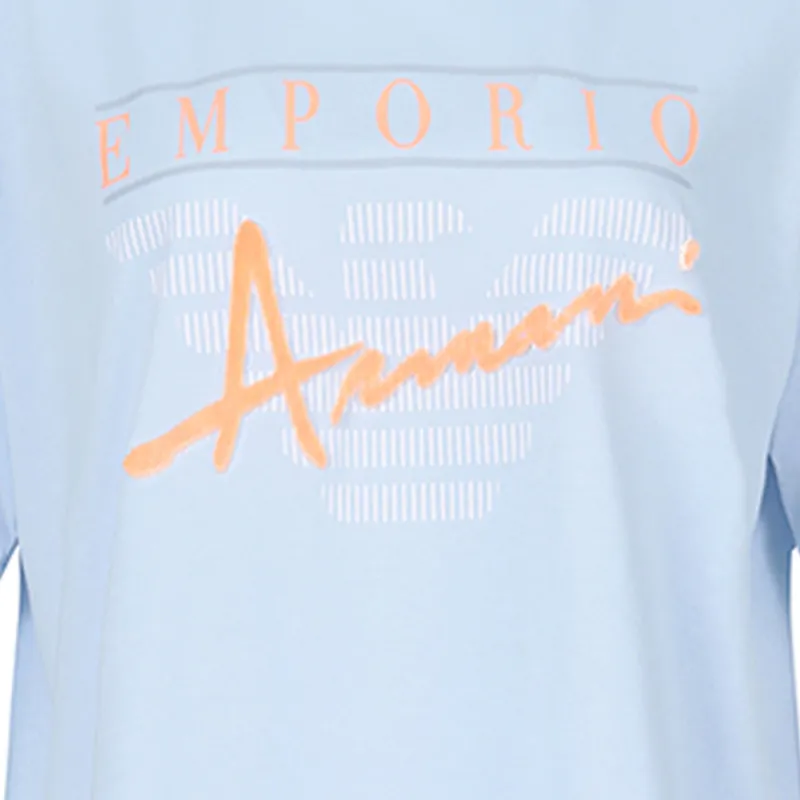 EMPORIO ARMANI SS23 Drop Shoulder Sleeve T Shirt Women's Light Blue-2