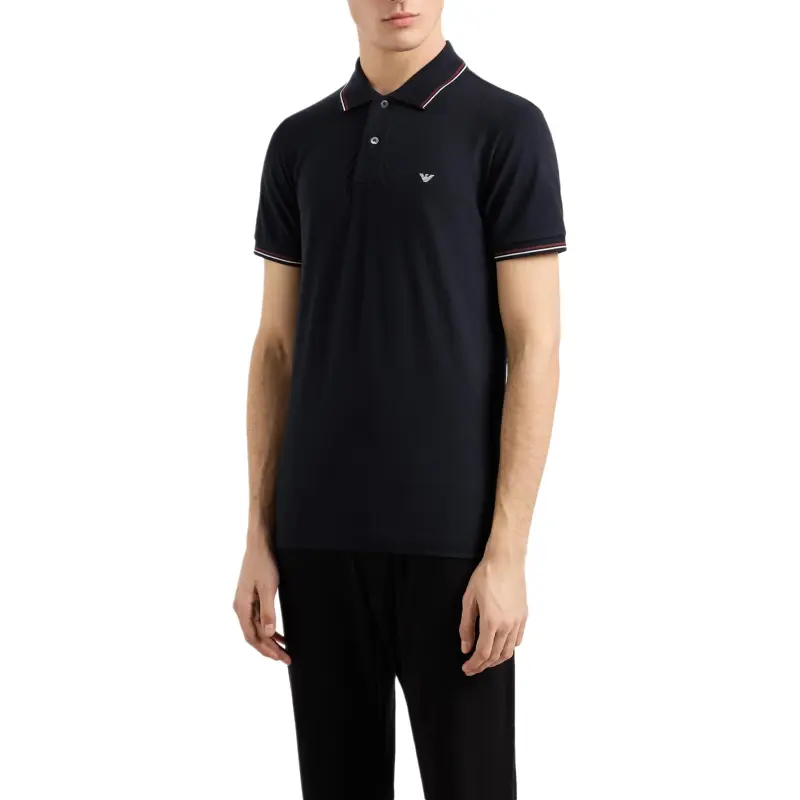 EMPORIO ARMANI Slim fit Stretch Piqué Polo Shirt With Micro Eagle-2