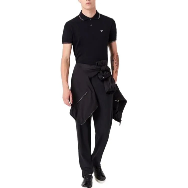 EMPORIO ARMANI Slim fit Stretch Piqué Polo Shirt With Micro Eagle-5