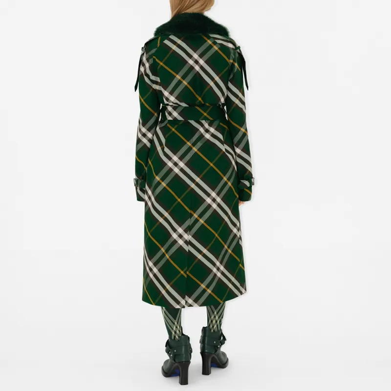 Burberry Checked Double Breasted Belted Trench Coat-3