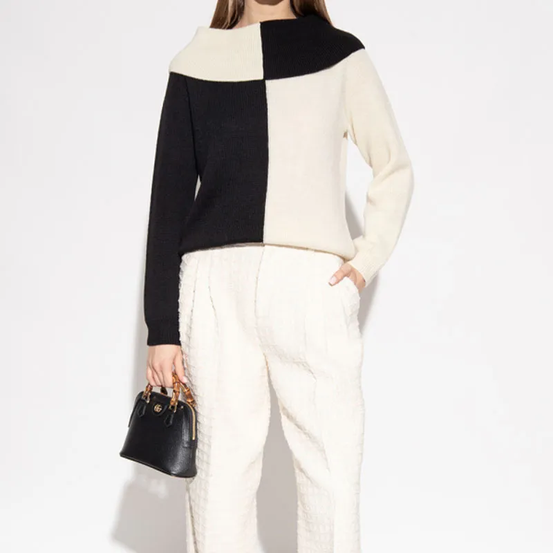 GUCCI Chunky Wool Bicolor Sweater Black/White-3