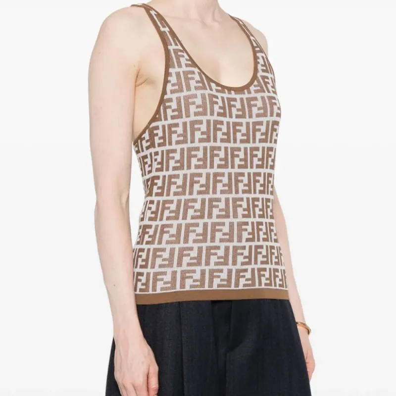 FENDI Ff Jacquard Ribbed Tank Top-5