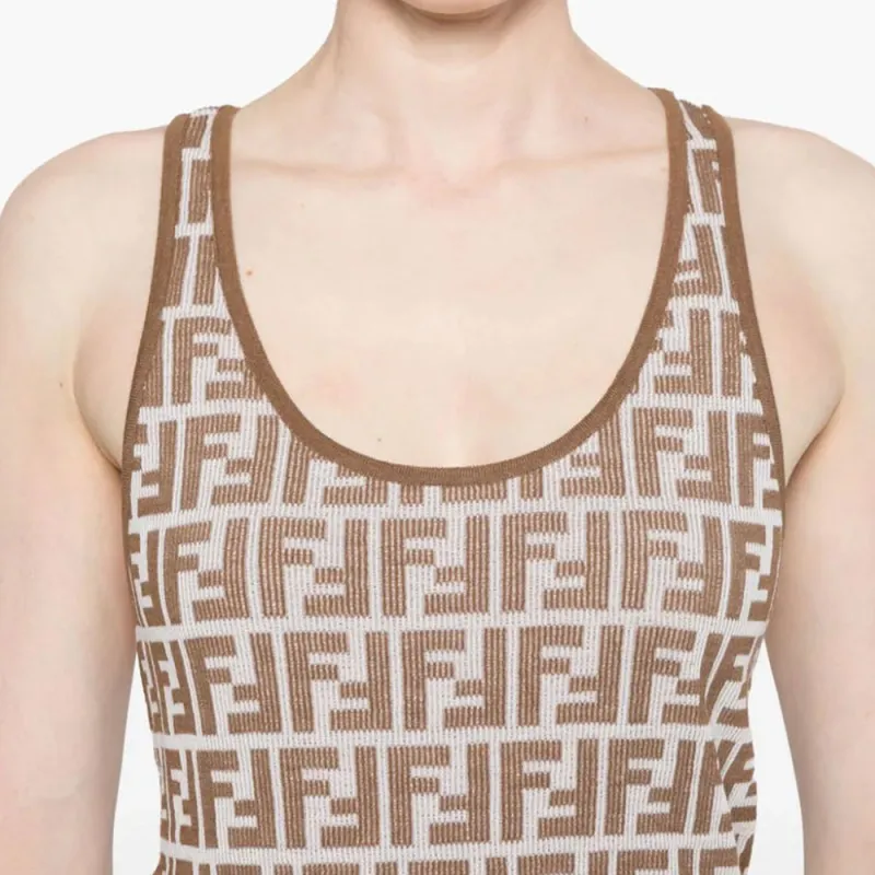 FENDI Ff Jacquard Ribbed Tank Top-6