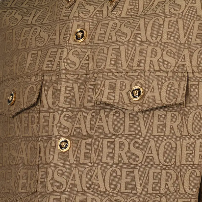 VERSACE Allover Jacquard Button Up Shirt-5