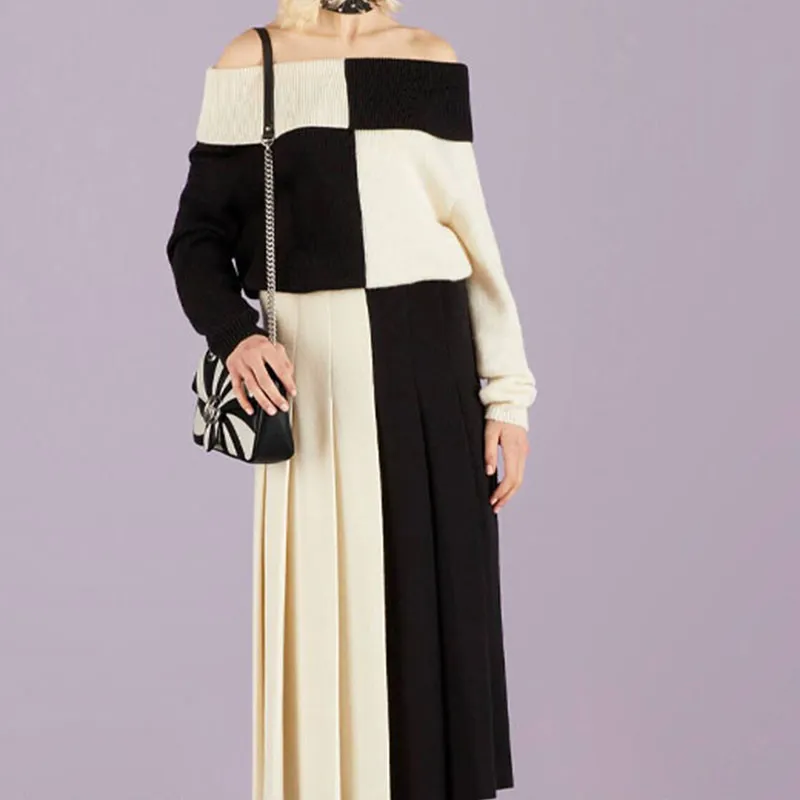 GUCCI Chunky Wool Bicolor Sweater Black/White-1