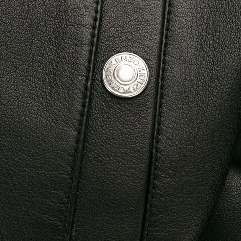 KENZO Leather Jackets Coats Men's Black-4