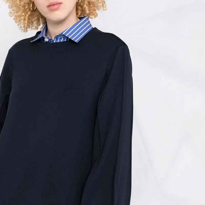 EMPORIO ARMANI Long Sleeved Dress Women's Blue-4