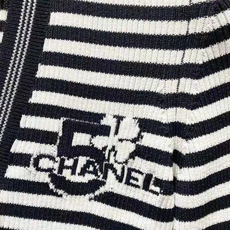 CHANEL 23 Spring And Summer Knitwear Women's Black White-2