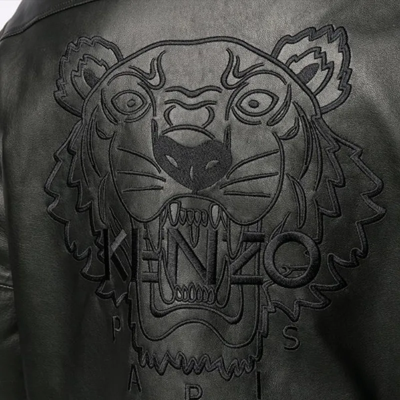 KENZO Leather Jackets Coats Men's Black-5