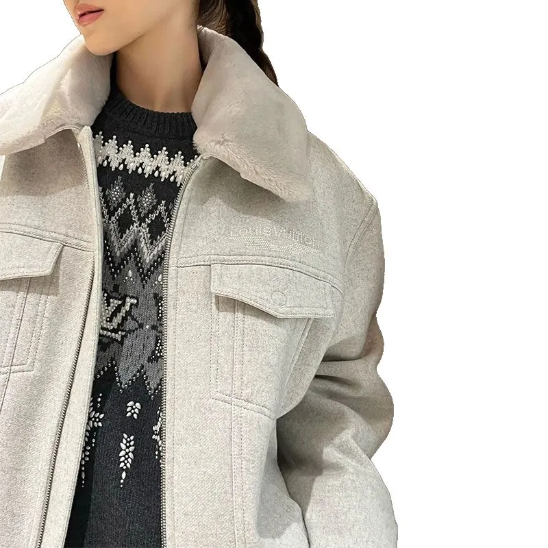 LOUIS VUITTON Wool Blouson With Shearling Collar-4