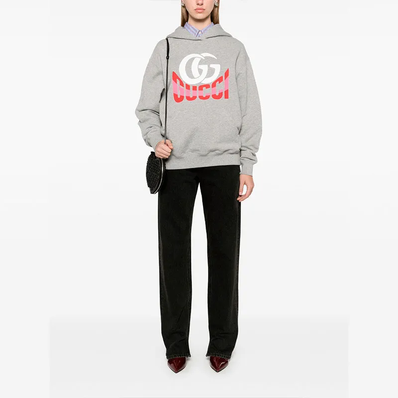 GUCCI Long Sleeved Logo Printed Hoodie-2