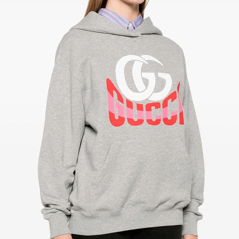 GUCCI Long Sleeved Logo Printed Hoodie-4