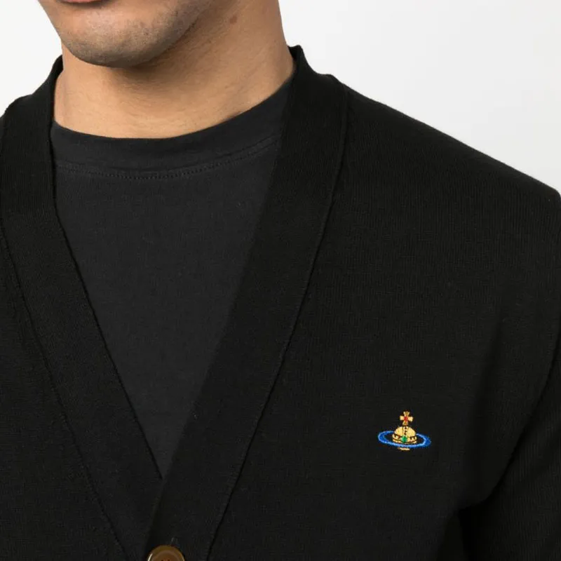 Vivienne Westwood Signature Orb Logo Embroidered V Neck Cardigan-4