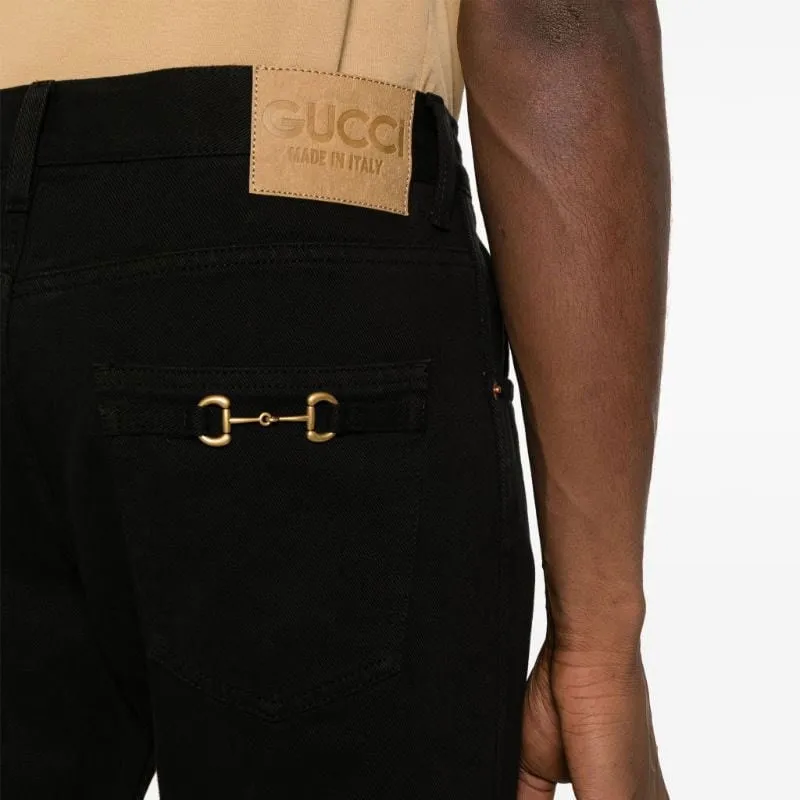 GUCCI Horsebit Detail Straight Leg Jeans-5