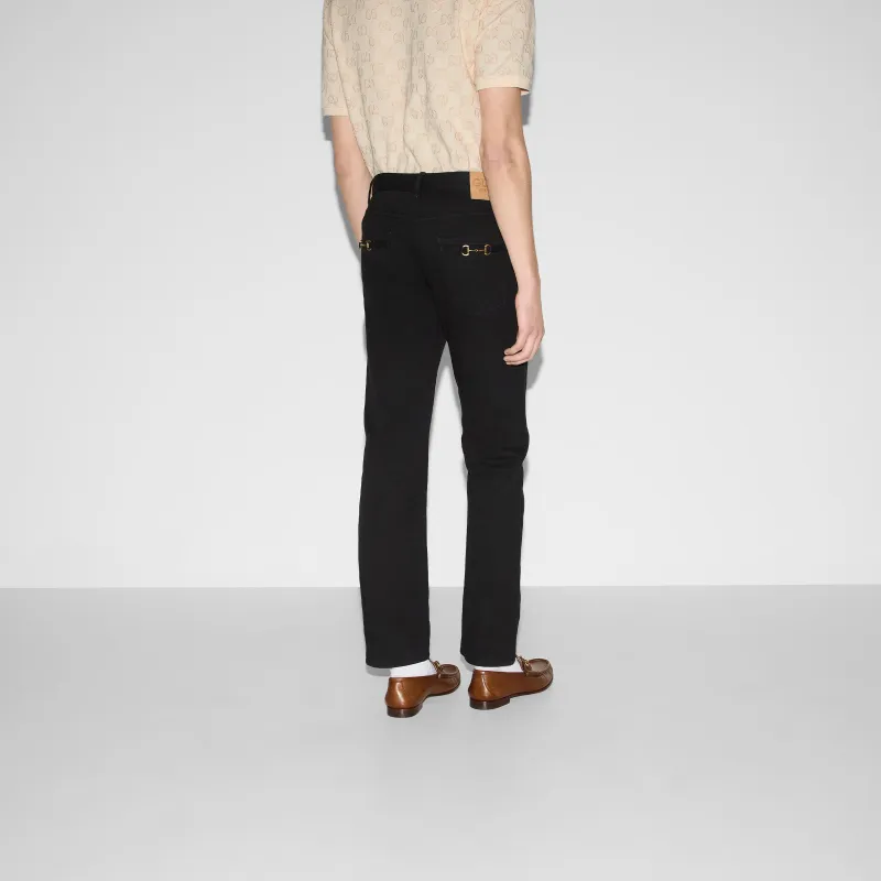 GUCCI Horsebit Detail Straight Leg Jeans-3