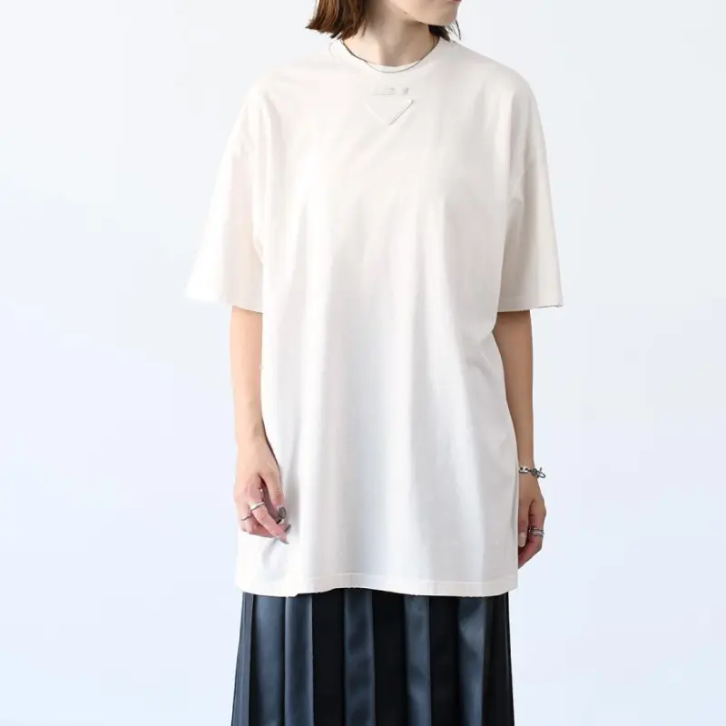 PRADA Logo Triangle Crewneck T Shirt-2