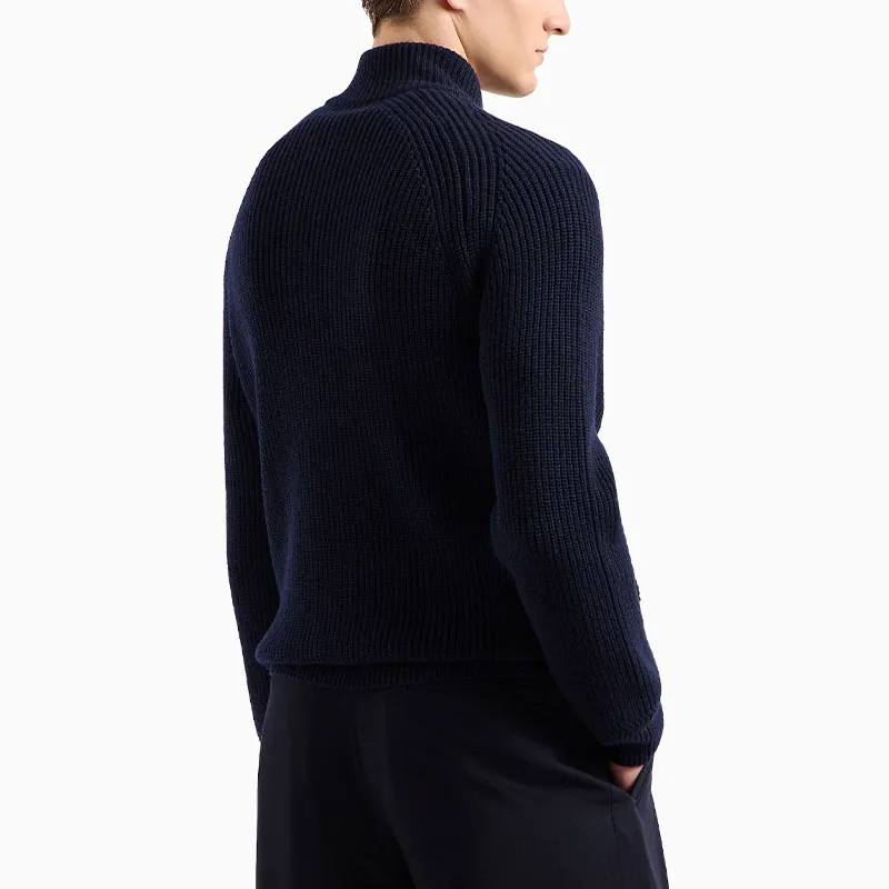 GIORGIO ARMANI Logo Embroidered High-Neck Cardigan-3