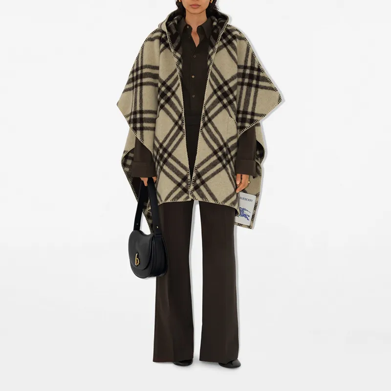 Burberry Check Pattern Hooded Cape-1