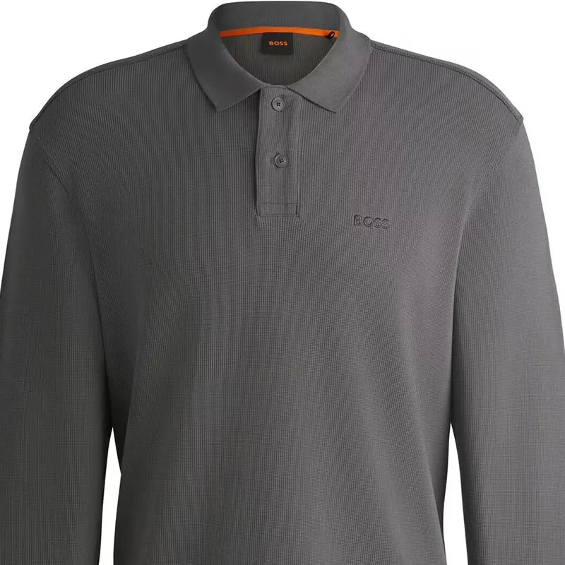 HUGO BOSS Long Sleeved Knit Polo Shirt-5