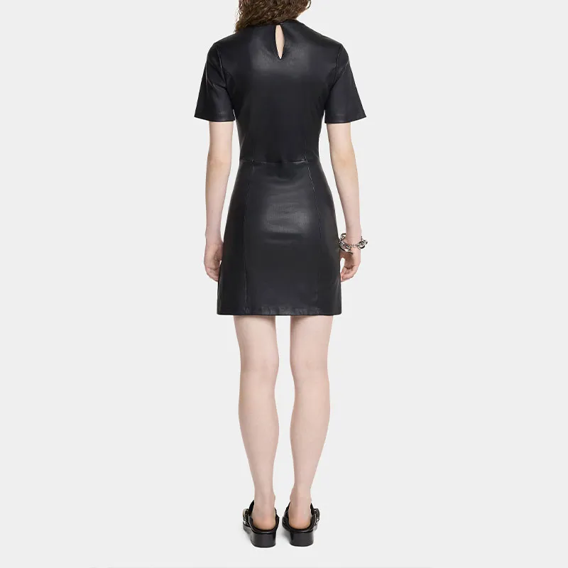 Paco Rabanne Short Gathered Leather Dress-3
